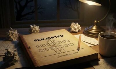 benighted crossword clue